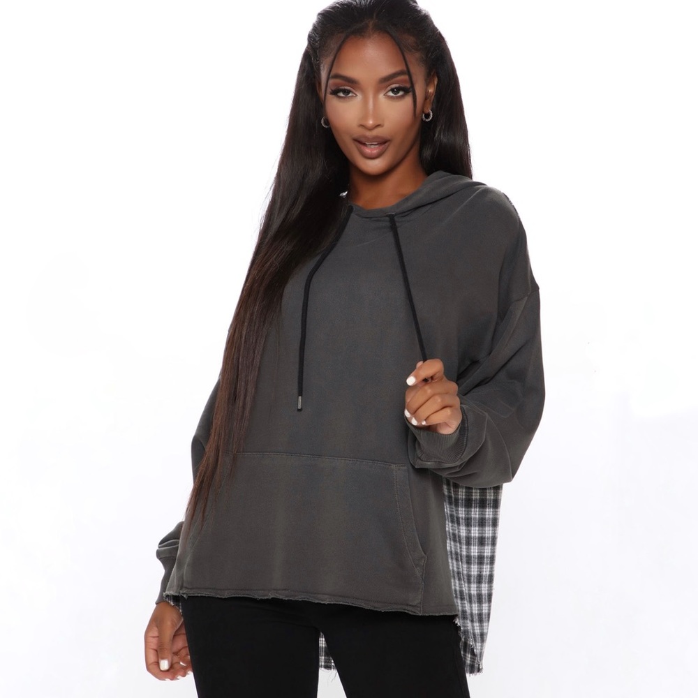 Charcoal Underground Show Plaid Hoodie